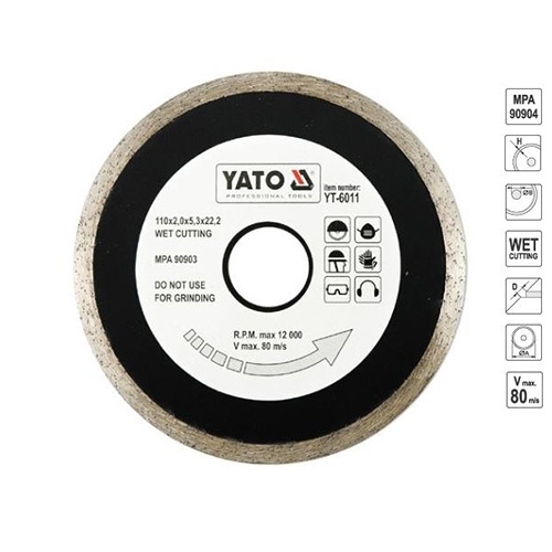Lưỡi Cắt Kim Cương YATO YT-6011 đến YT-6017 – Φ110mm đến Φ230mm, Cắt Ướt, Chuyên Gốm, Gạch Men, Thủy Tinh, Sứ Lưỡi Cắt Kim Cương YATO YT-6011 đến YT-6017 – Φ110mm đến Φ230mm, Cắt Ướt, Chuyên Gốm, Gạch Men, Thủy Tinh, Sứ