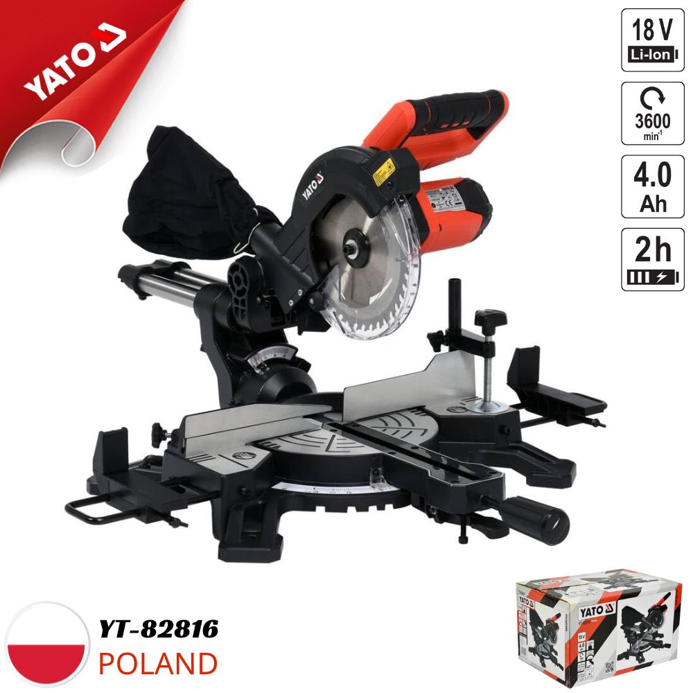 Máy Cưa Cắt Vát Dùng Pin Không Dây YATO YT-82816 và YT-82817 Máy Cưa Cắt Vát Dùng Pin YATO YT-82816 & YT-82817: Cắt Gỗ Chính Xác, Di Động Tuyệt Đối