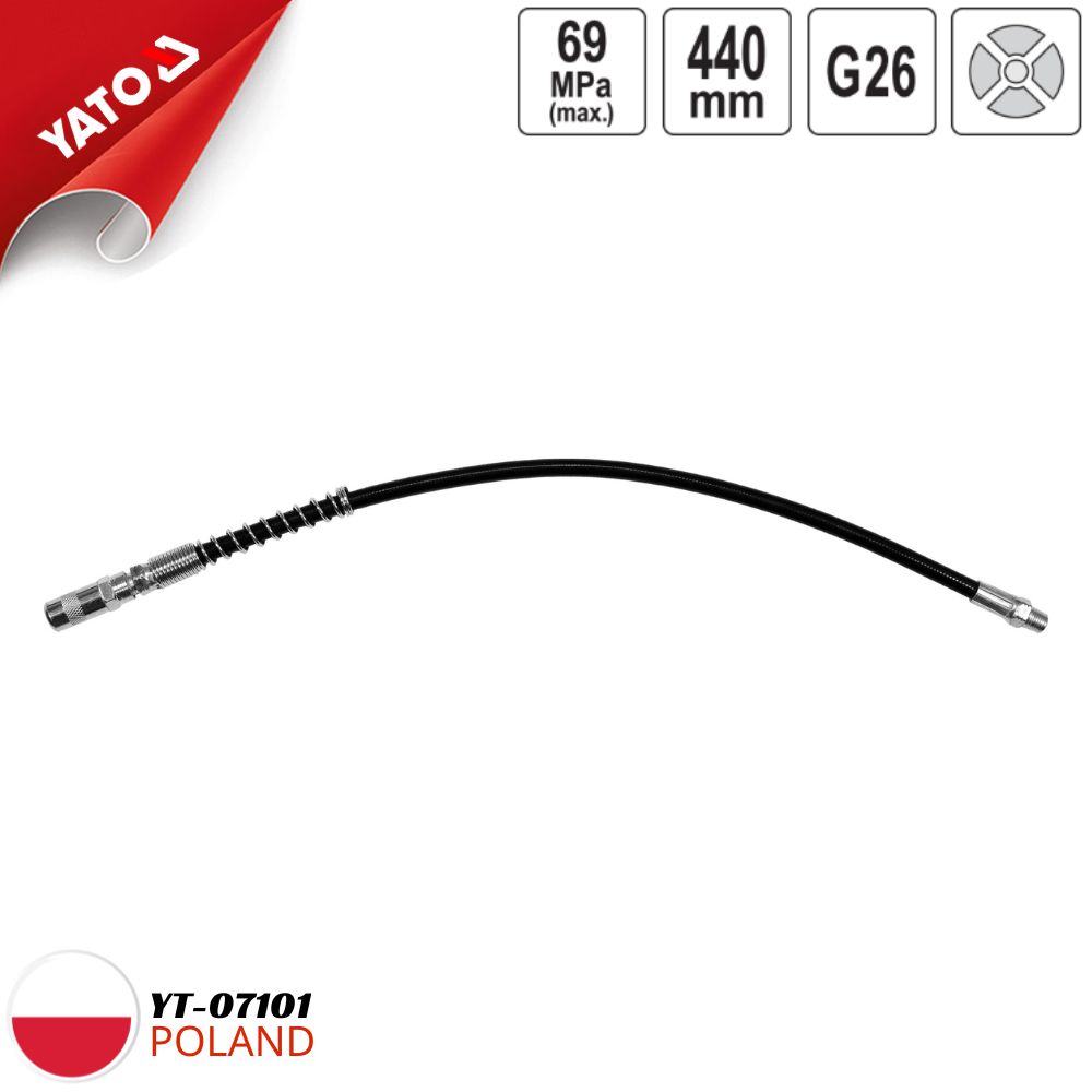 Ống Mềm Cho Súng Bơm Mỡ YATO YT-07101 (Flexible Hose for Grease Gun) Ống Mềm Cho Súng Bơm Mỡ YATO YT-07101 (Flexible Hose for Grease Gun)