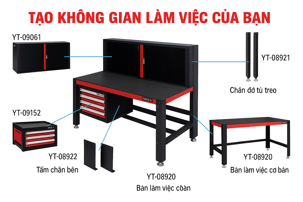 Chân Bàn Thao Tác Dài YATO YT-08921 Cho YT-08920 Bàn làm việc & Tủ dụng cụ Yato