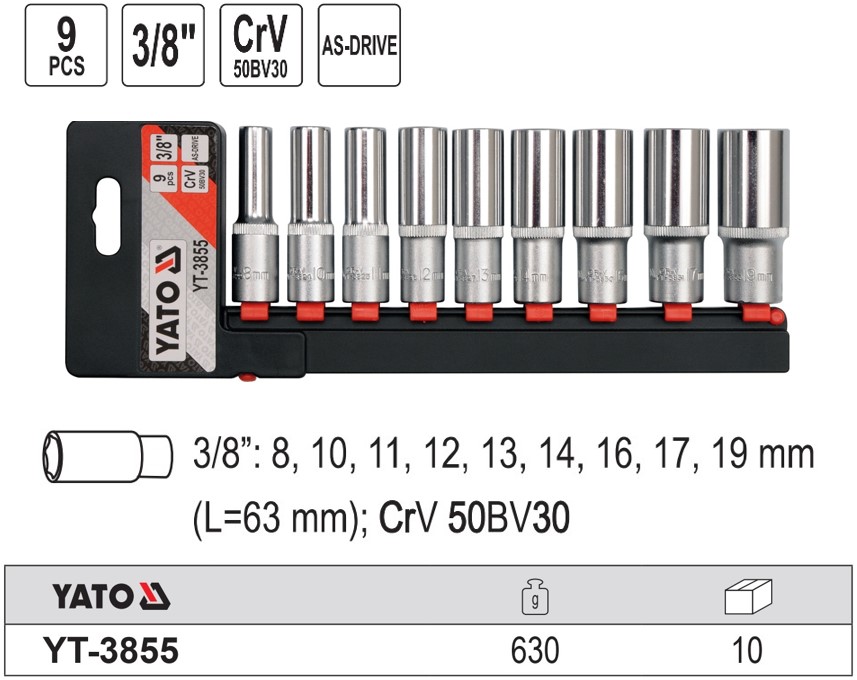 bo-9-dau-tuyp-dai-3-8-8-19mm-yato-yt-3855_3 Bộ 9 đầu tuýp dài 3/8" 8-19mm Yato YT-3855