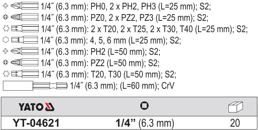 bo-dau-vit-tong-hop-1-4-23-chi-tiet-yato-yt-04621_5 Bộ Đầu Vít Tổng Hợp 1/4" 23 Chi Tiết YATO YT-04621