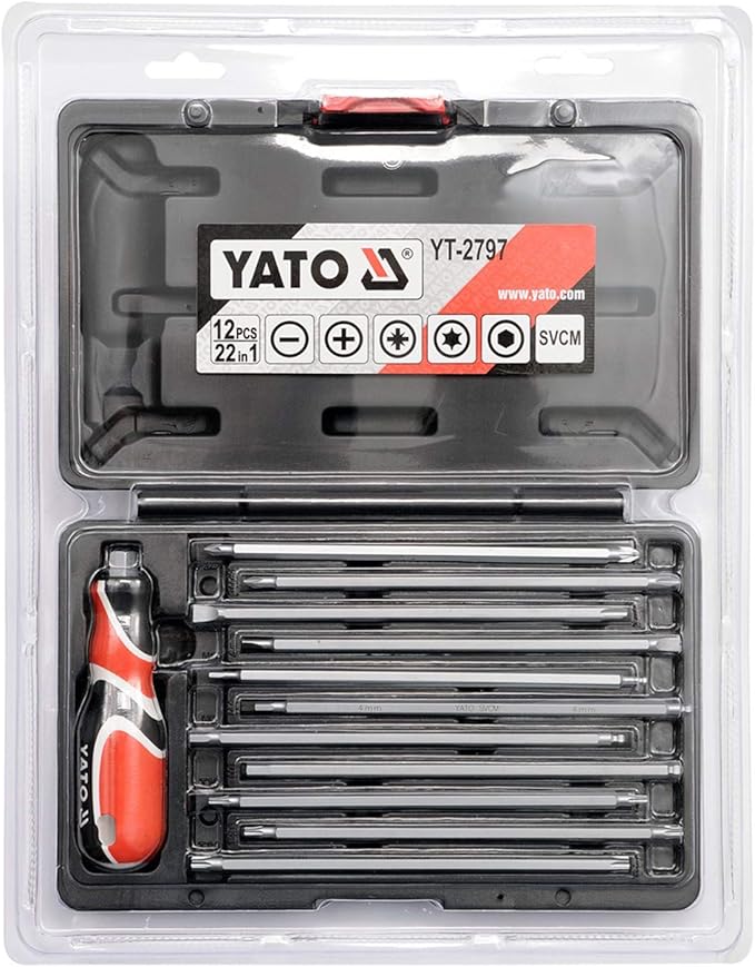 bo-tua-vit-tong-hop-dau-co-nam-cham-yato-12-chi-tiet-yt-2797_4 Bộ Tô vít Tổng hợp 12 Chi Tiết Mini YATO YT-2797 (Đảo Đầu)