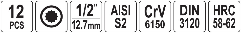 Bộ tuýp 1/2" mũi vít hoa thị M6-M12 12 chi tiết Yato YT-7753 - Ba Lan