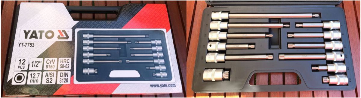 Bộ tuýp 1/2" mũi vít hoa thị M6-M12 12 chi tiết Yato YT-7753 - Ba Lan