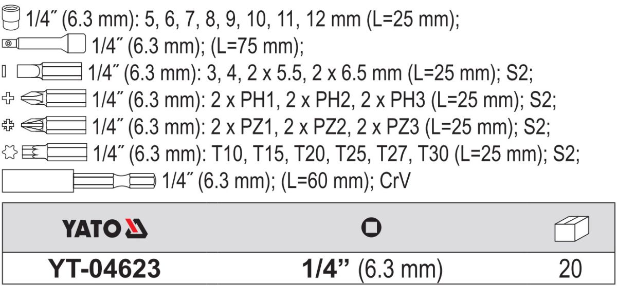 bo-tuyp-mui-vit-tong-hop-1-4-34-mon-yato-yt-04623_4 Bộ Tuýp Mũi Vít 34 Chi Tiết YATO YT-04623