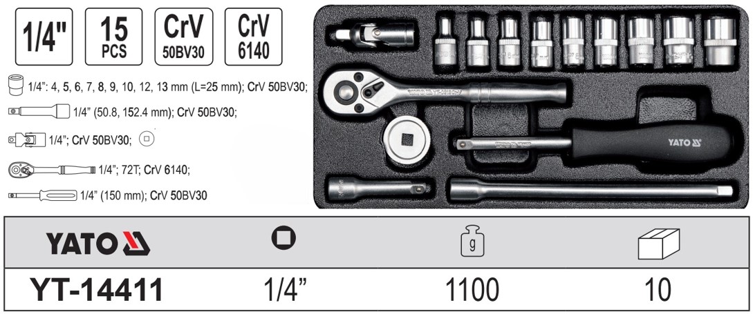 bo-tuyp-tay-van-1-4-4-13mm-15-chi-tiet-yato-yt-14411_6 Bộ tuýp tay vặn 1/4" 4-13mm 15 chi tiết Yato YT-14411