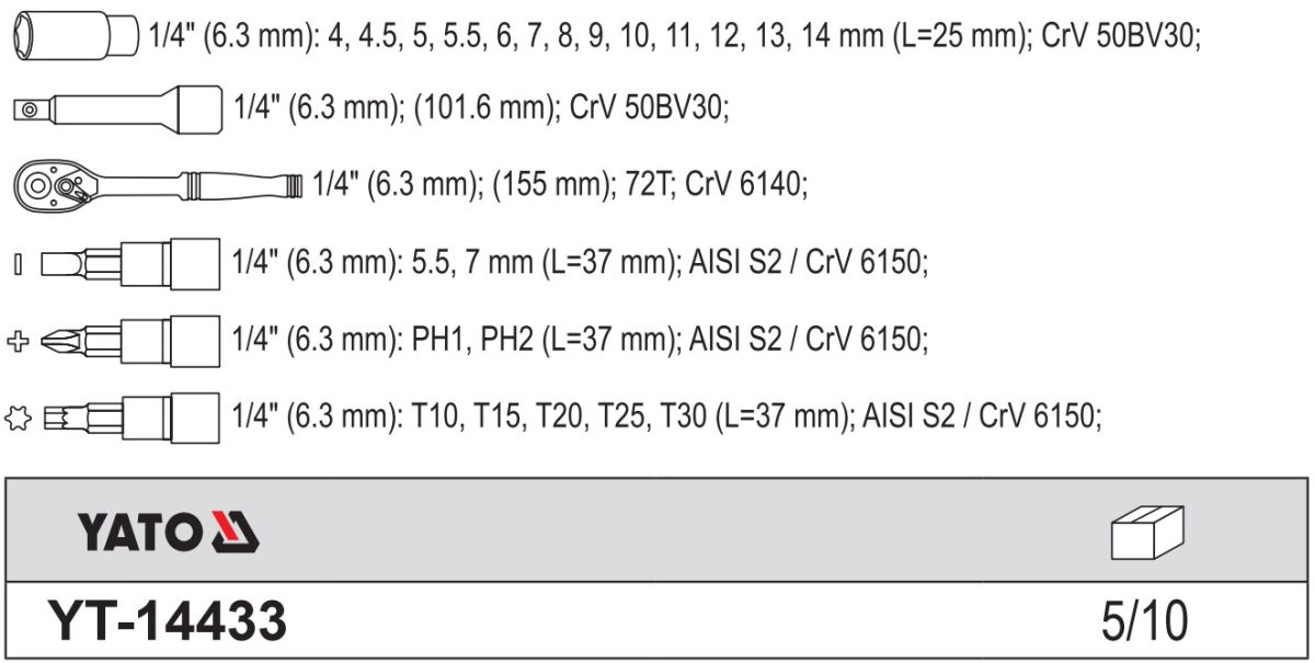 bo-tuyp-tay-van-va-mui-vit-tong-hop-1-4-28-chi-tiet-yato-yt-14433_21 Bộ tuýp tay vặn và mũi vít tổng hợp 1/4" 28 chi tiết Yato YT-14433 - Ba Lan