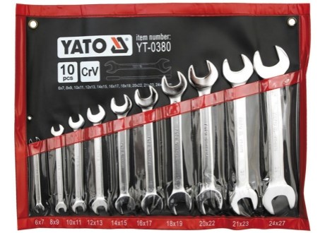 yato20yt-0380 Bộ cờ lê 2 đầu miệng 10 chi tiết hệ mét 6-27mm Yato YT-0380