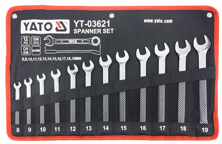 yt-03621a Bộ cờ lê vòng miệng 12 chi tiết 8-19mm Yato YT-03621