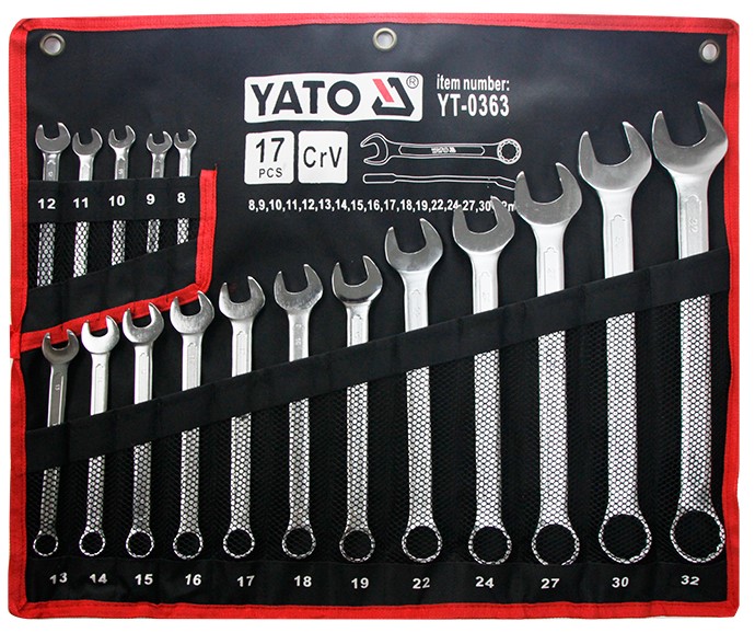 yt-0363a Bộ cờ lê vòng miệng hệ mét 17 chi tiết 8-32mm Yato YT-0363 - Ba Lan
