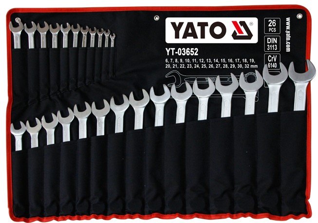 yt-03652a Bộ cờ lê vòng miệng 26 chi tiết 6-32mm DIN 3113 Yato YT-03652