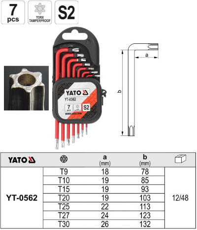 yt-0562_2 Bộ Lục Giác Torx 7 Chi Tiết YATO YT-0562