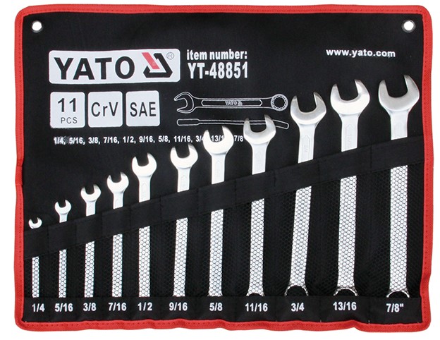 yt-48851a Bộ 11 Cờ Lê Vòng Miệng Hệ Inch 1/4"-7/8" YATO YT-48851