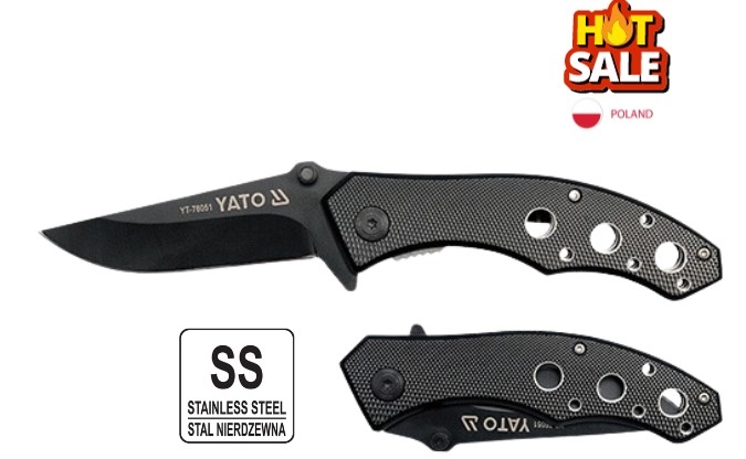 yt-76051201 Dao Gấp YATO YT-76051 – Lưỡi Thép Không Gỉ, Thiết Kế Chắc Chắn, Tiện Lợi Bỏ Túi