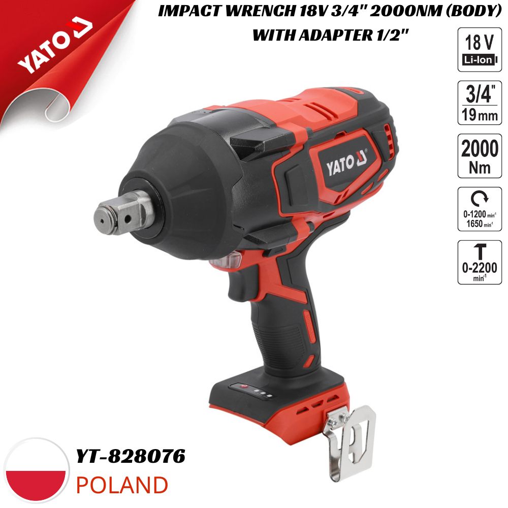 Súng Siết Bu Lông Pin 2000Nm Yato YT-828076 (Body) 2 Súng Siết Bu Lông Pin 2000Nm Yato YT-828076 (Body)