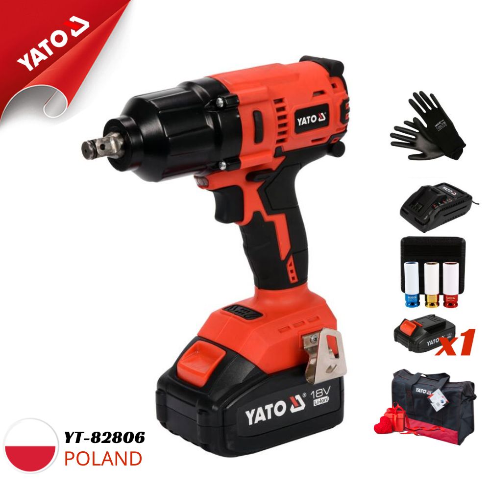 Súng Siết Bu Lông Pin 700Nm Yato YT-82806 (3Ah+Sạc) 2 Súng Siết Bu Lông Pin 700Nm Yato YT-82806 (3Ah+Sạc)