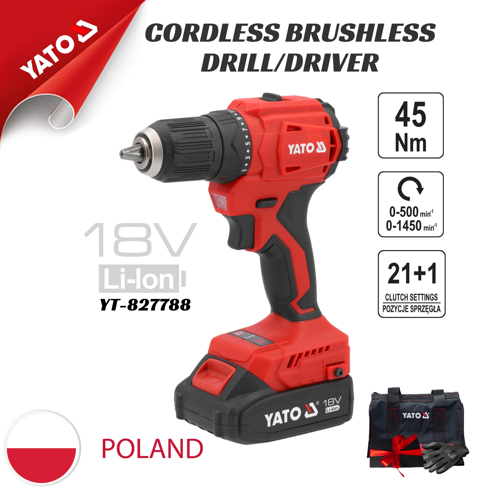 Máy Khoan Vặn Vít Pin 45N Yato YT-827788 (2Ah+Sạc) 2 Máy Khoan Vặn Vít Pin 45N Yato YT-827788 (2Ah+Sạc)